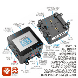 M5Stack CoreS3 IoT Portable Development Kit Dual Core LX7 Processor for Xtensa with 2.0-inch IPS Screen