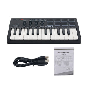 M-VAVE SMK-25 Black 25 Key MIDI Keyboard Controller with RGB Backlit Drum Pads for Arrangement