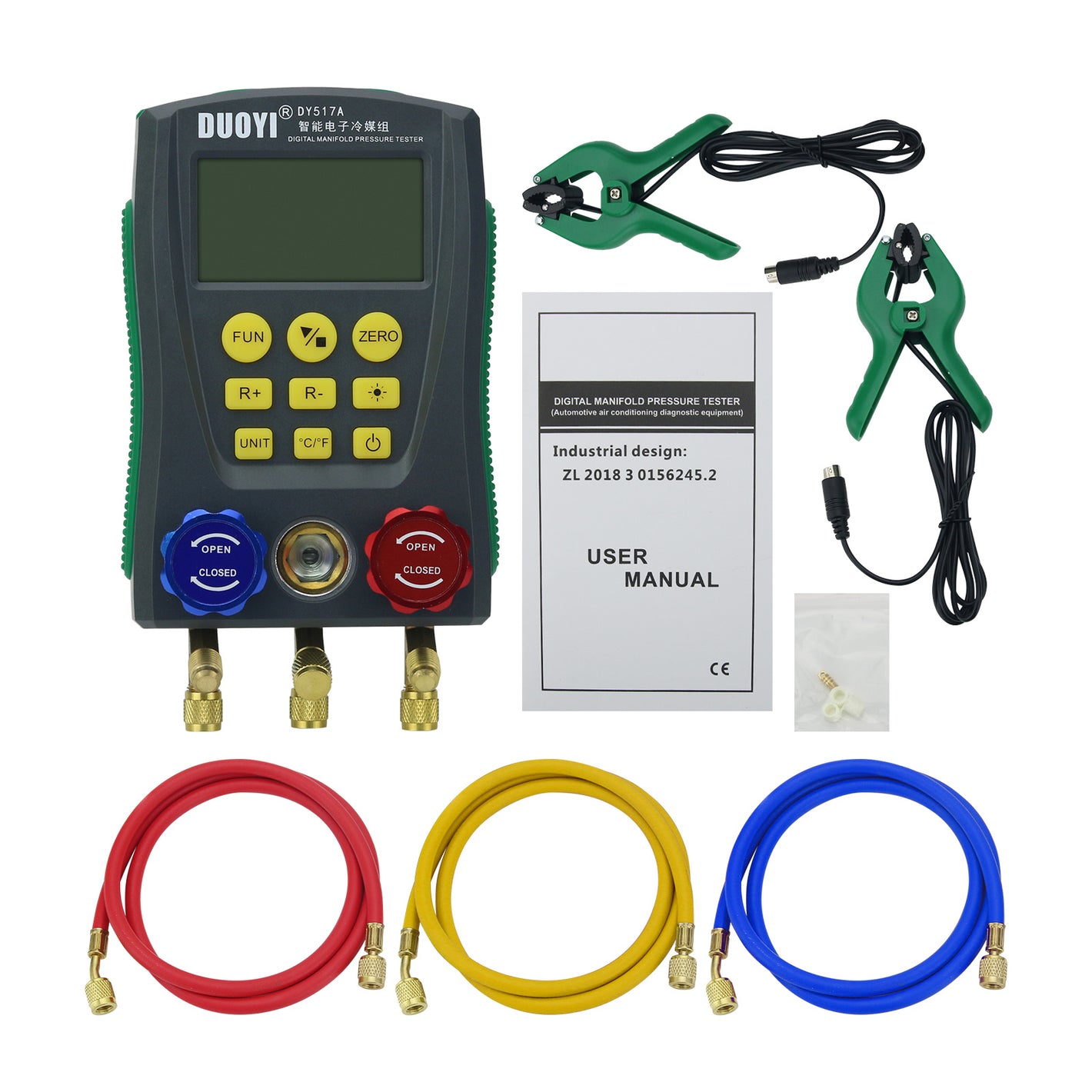 DUOYI DY517A Freon Pressure Gauge Digital Manifold Pressure Tester for Car Domestic Air Conditioner