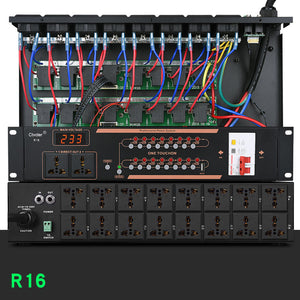 Ctvcter R16 16CH Power Sequencer Power Supply Sequencer for Public Broadcast Speakers &amp; Stage Shows