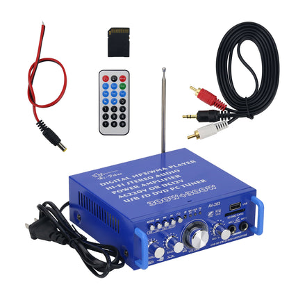 AV-263B 300W + 300W Bluetooth Amplifier Power Amp USB SD FM Audio Amplifier for Two Microphones