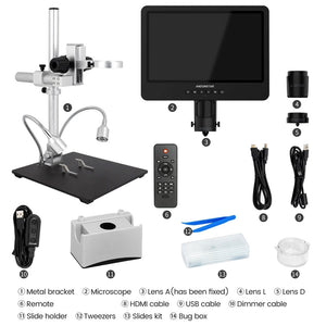 Andonstar AD249S-M Trinocular HDMI Digital Microscope with 10-inch Screen for PCB Repair and Maintenance