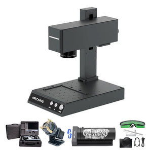 MR.CARVE M4 Dual-Laser Fiber Laser Marking Machine + RF2 Rotary Fixture Clamp + RT5 Rotary Roller