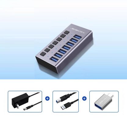 Acasis HS-707MG 7 Port USB Hub 3.0 5Gbps USB Splitter USB3.0 Aluminum Alloy for Laptop Desktop PC