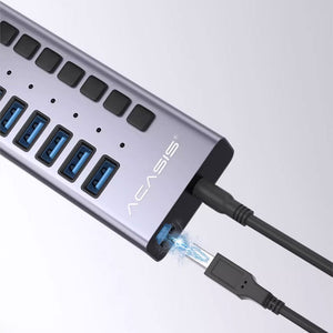 Acasis HS-707MG 7 Port USB Hub 3.0 5Gbps USB Splitter USB3.0 Aluminum Alloy for Laptop Desktop PC