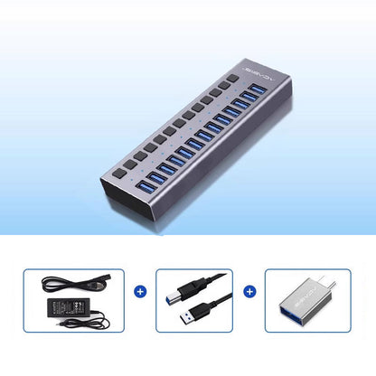 Acasis HS-713MG 13 Port USB Hub 3.0 5Gbps USB Splitter USB3.0 Aluminum Alloy for Laptop Desktop PC