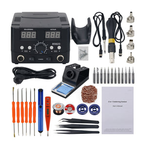 8582D 750W 2 in 1 Hot Air Gun &amp; Soldering Iron Station Set Supports Automatic Sleep Dual Display