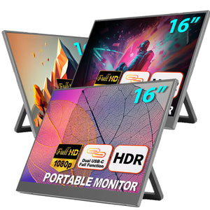 S3-16AC 1080P 16 Inch Portable Monitor Ultra Thin Monitor w/ Kickstand for Laptop Tablet PC &amp; Games