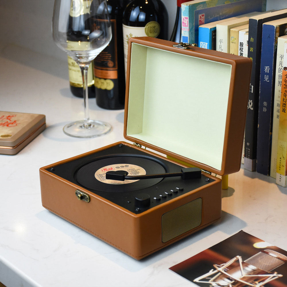 Brown Retro CD Player Bluetooth CD Player with Speakers Supports USB Drive and Hifi Sound Quality