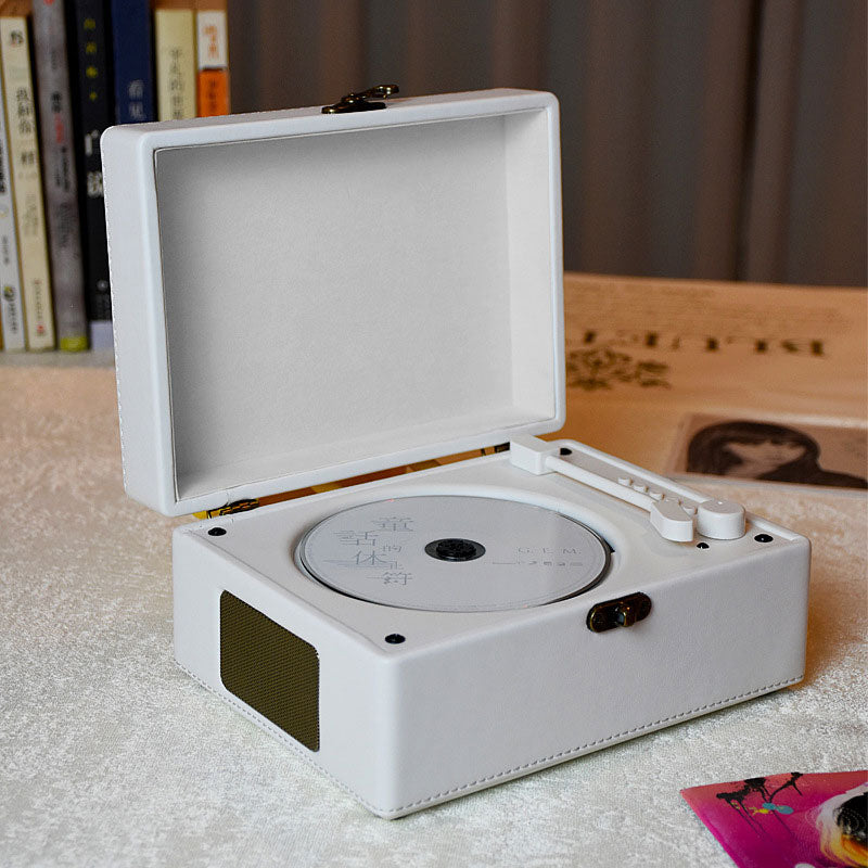 White Retro CD Player Bluetooth CD Player with Speakers Supports USB Drive and Hifi Sound Quality