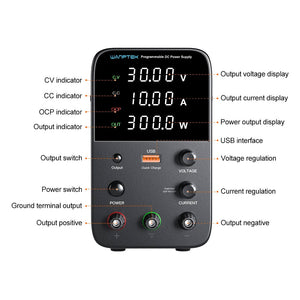 WANPTEK WPS3010H (30V 10A) Programmable DC Power Supply Regulated Power Supply for Laptop Repair