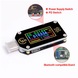 TC66C Type-C Current Voltage Tester Meter Fast Charging USB PD Trigger USB &amp; Bluetooth Communication