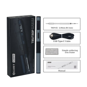 T80P Standard Set Intelligent Electric Soldering Iron 100W Portable Constant Welding Station with T80P-KU Soldering Pen