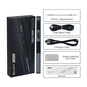 T80P Intelligent Electric Soldering Iron 100W Portable Constant Welding Station with T80P-KU Soldering Pen and C2C Data Cable
