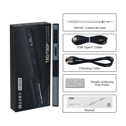 T80P Intelligent Electric Soldering Iron 100W Portable Constant Welding Station with T80P-KU Soldering Pen and C2C Data Cable
