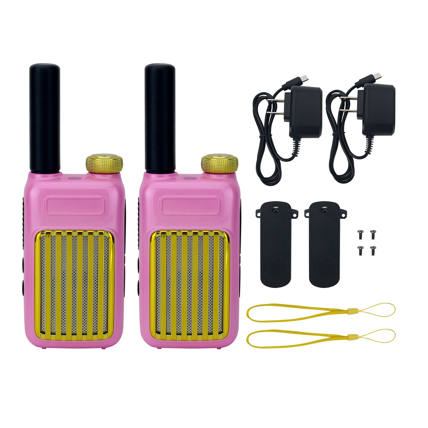 HamGeek Pink Pair of GT58 Portable Mini Walkie Talkie One Click Frequency Matching Handheld Outdoor Radio for Children