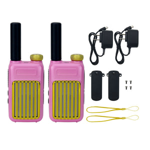 Pink Pair of GT58 Portable Mini Walkie Talkie One Click Frequency Matching Handheld Outdoor Radio for Children