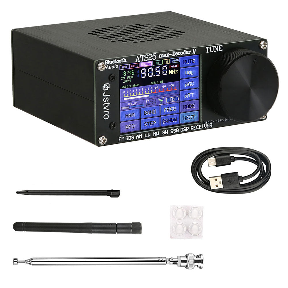 HamGeek ATS25 Max Decoder II Bluetooth Version Full Radio Receiver FM SW SSB MW LW Receiver with 2.4-inch Touch Screen