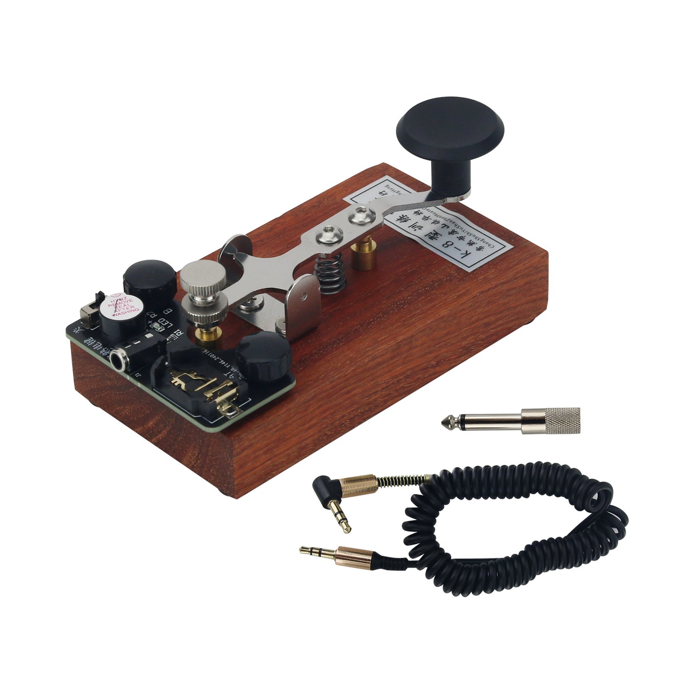 HamGeek 304 Stainless Steel K-8 Training CW Key Sound Light Manual Transmission Training Morse Code Key with Rosewood Base