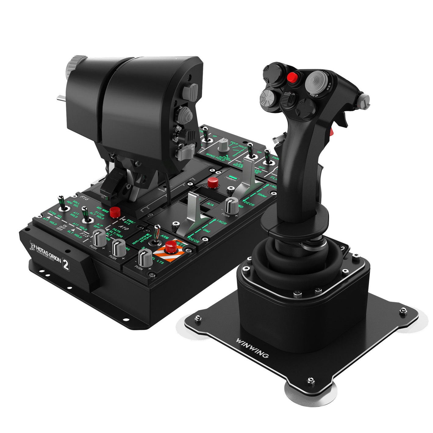 WINWING Orion 2 HOTAS Flight Simulator (15E Metal Throttle with Finger Lift + 16EX Flight Joystick Grip with Shaker Kit)