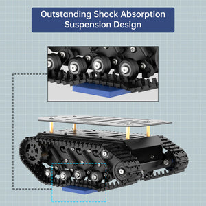 Hiwonder Tracked Chassis Tank Chassis Shock Absorption Robot Chassis Advanced Version (Double Layer)