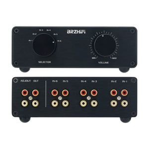 BRZHIFI FV6-VOL 6-Channel Audio Switcher Audio Selector with Passive Preamplifier and Loss Switching
