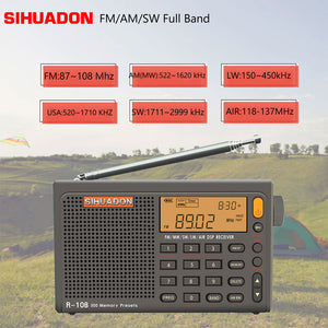 SIHUADON R-108 Gray Full Band Radio FM/MW/SW/LW/AIR DSP Receiver with Charging interface for Android