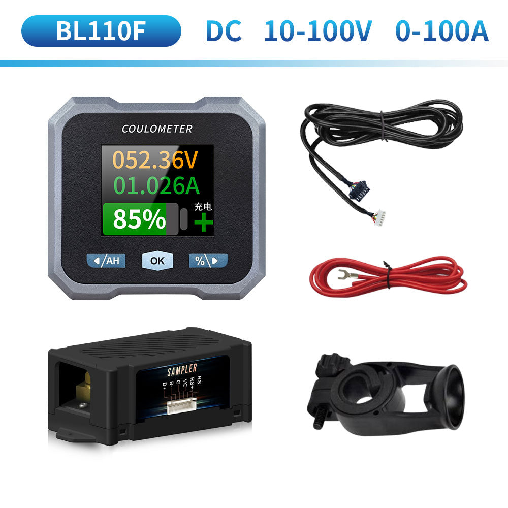 JUNCTEK BL110F 10-100V 0-100A Bluetooth Waterproof Coulometer Battery Monitor Ammeter Voltmeter with Handle Mounting Bracket