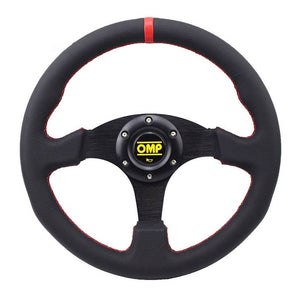 Simplayer 13 Inch Steering Wheel Universal Racing Wheel (Leather + Red Stripe) for OMP Modification