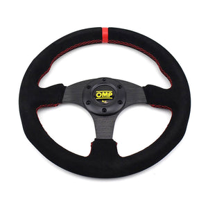 Simplayer 13&quot; Universal Steering Wheel Racing Wheel (Matte Suede + Red Stripe) for OMP Modification