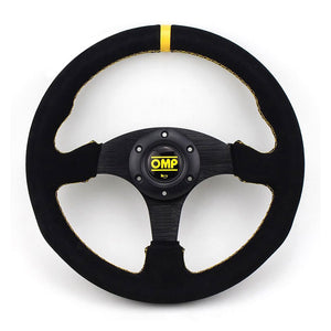 Simplayer 13&quot; Universal Steering Wheel Racing Wheel Matte Suede + Yellow Stripe for OMP Modification