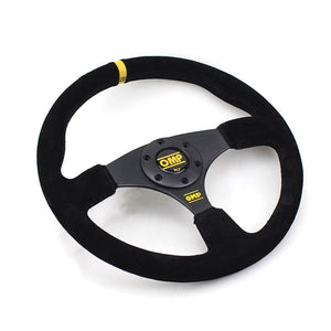 Simplayer 14&quot; Universal Steering Wheel Racing Wheel Matte Suede + Yellow Stripe for OMP Modification