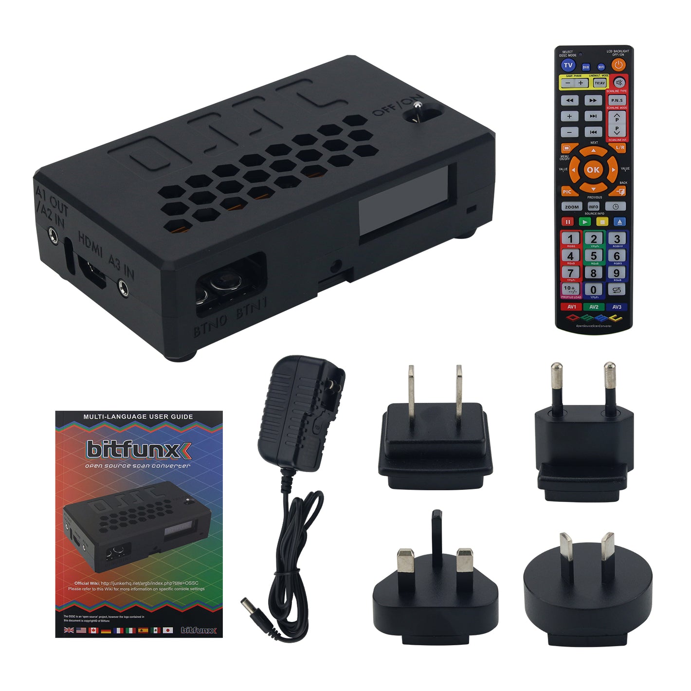 Bitfunx Black V1.7 OSSC Open Source Scan Converter HDMI-compatible Adapter Video Converter with Remote Control for Retro Game Console