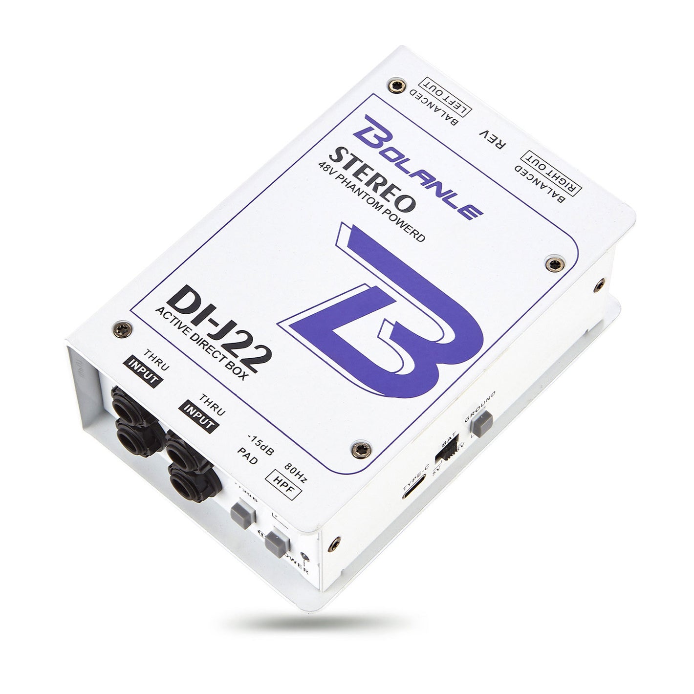 GAZ-J22 Professional Dual Channel Stereo 48V Phantom Power Supply Active Connection Audio DI Box
