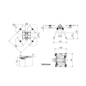 Tarot M690A 690mm Wheelbase Quadcopter Frame Kit Aluminum Drone Frame Kit with Power System Battery
