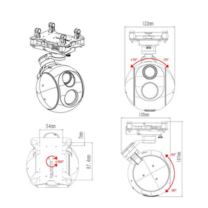 Tarot T30X-3AT 3-Axis Gimbal Camera 30X 1080P + 640 Thermal Imaging + People-Vehicle Tracking