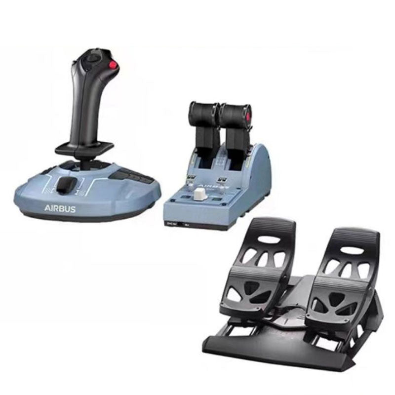 TCA Sidestick + Quadrant Flight Simulator Airbus Edition with Flight Rudder Pedal for Thrustmaster Simulation Games