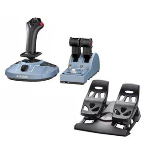 TCA Sidestick + Quadrant Flight Simulator Airbus Edition with Flight Rudder Pedal for Thrustmaster Simulation Games