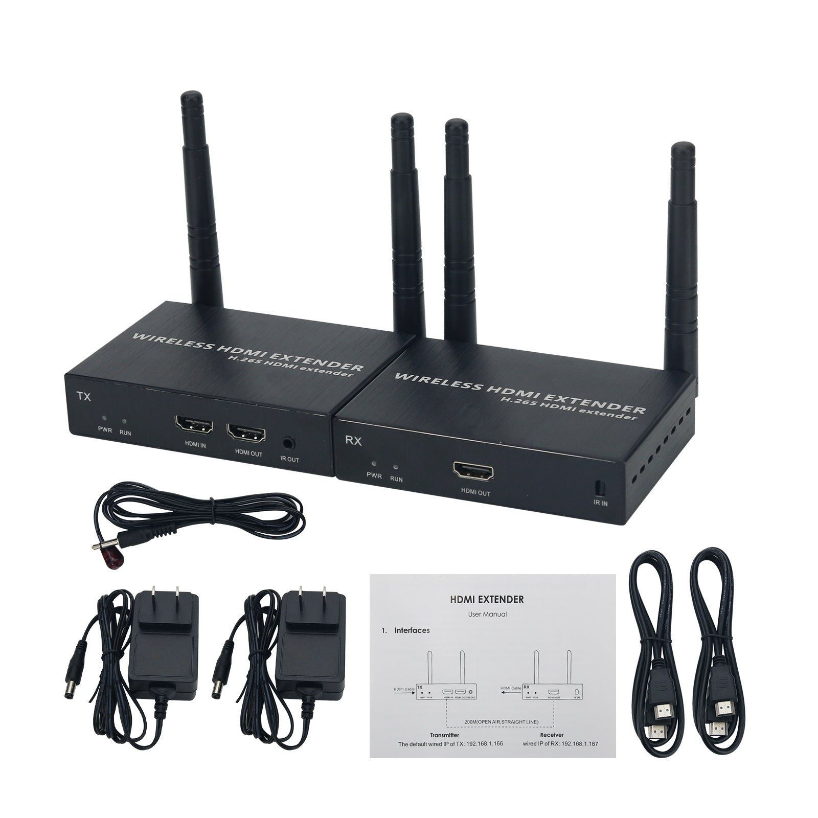 Wireless HDMI Extender One Transmitter and One Receiver 200M 1080P Tra