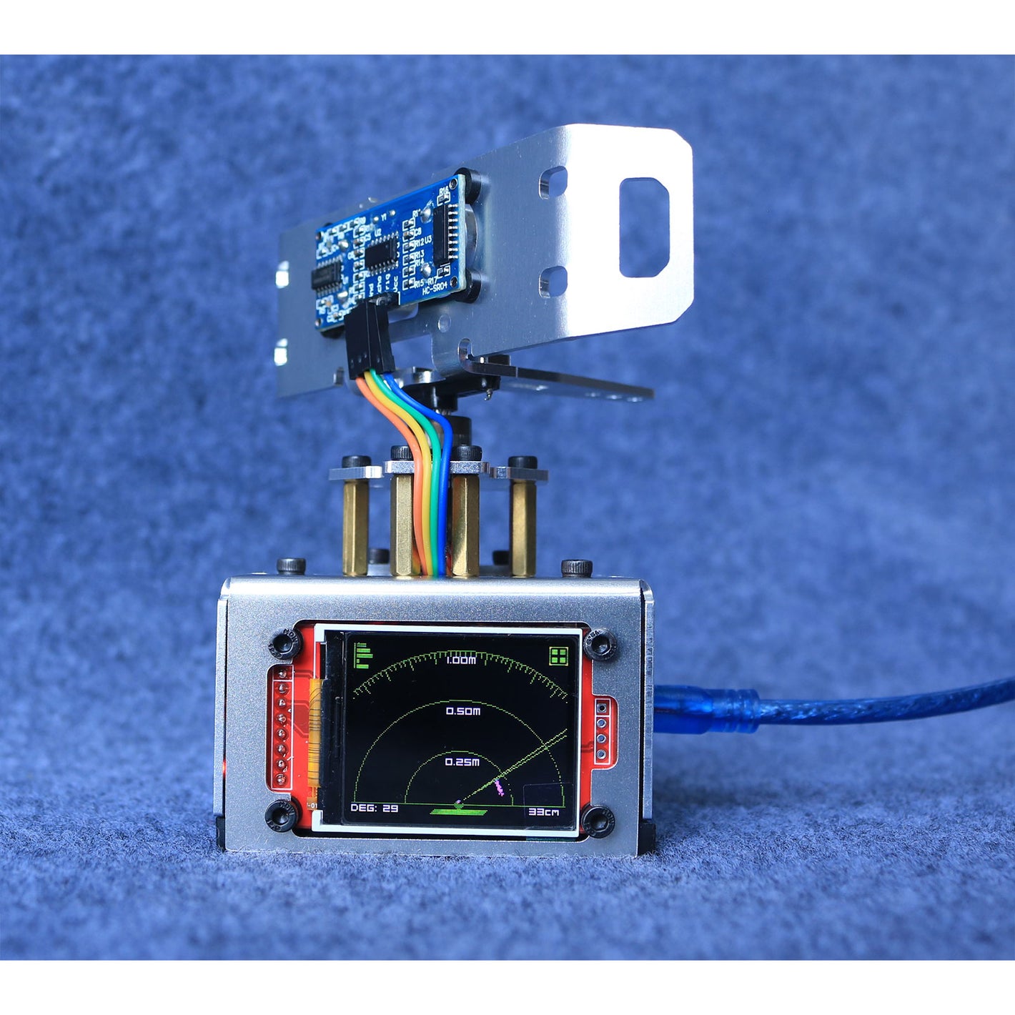 Ultrasonic Radar Programming Learning Kit MG90S Metal Gear Servo Motor Ultrasonic Detector 2 for Ar-duino DIY