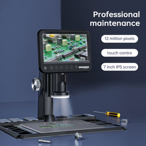 318A 12MP 1600X Digital Microscope Camera with Ordinary Lens &amp; 7" IPS Screen for Touch Control