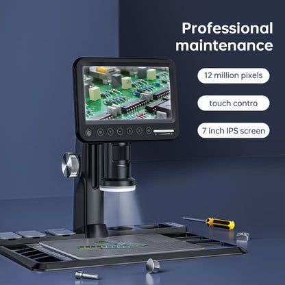 318A 12MP 1600X Digital Microscope Camera with Ordinary Lens &amp; 7" IPS Screen for Touch Control