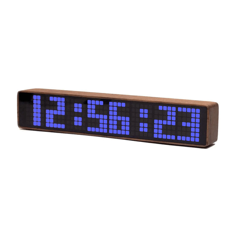 Chrono-Wood Wifi Clock LED Clock Desktop Alarm Clock w/ Walnut Solid Wood Shell and Blue LED Module