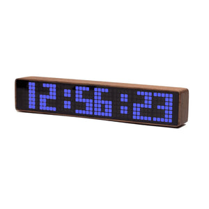 Chrono-Wood Wifi Clock LED Clock Desktop Alarm Clock w/ Walnut Solid Wood Shell and Blue LED Module