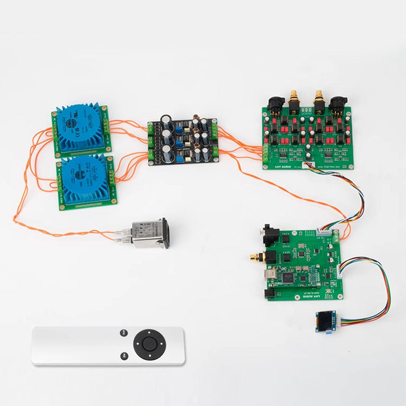 AK4118 USB/Coaxial/Optical/AES to IIS Audio Receiver Board Kit with Power Supply Board + 12V/7V Transformer + Power Entry Module