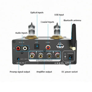 BRZHIFI PAD-M5N HiFi Bluetooth 80W+80W High Power Electronic Tube Amplifier Professional Digital Power Amplifier