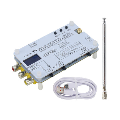 White Analog TV Signal Transmitter Home Analog TV Transmitter with OLED Display Supports Global TVs