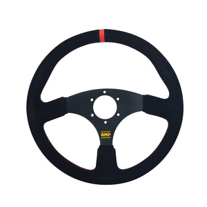 Simplayer 14&quot; Universal Steering Wheel Racing Wheel Matte Suede + Red Stripe for OMP Modification