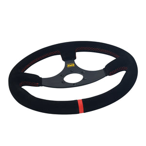 Simplayer 14" Universal Steering Wheel Racing Wheel Matte Suede + Red Stripe for OMP Modification