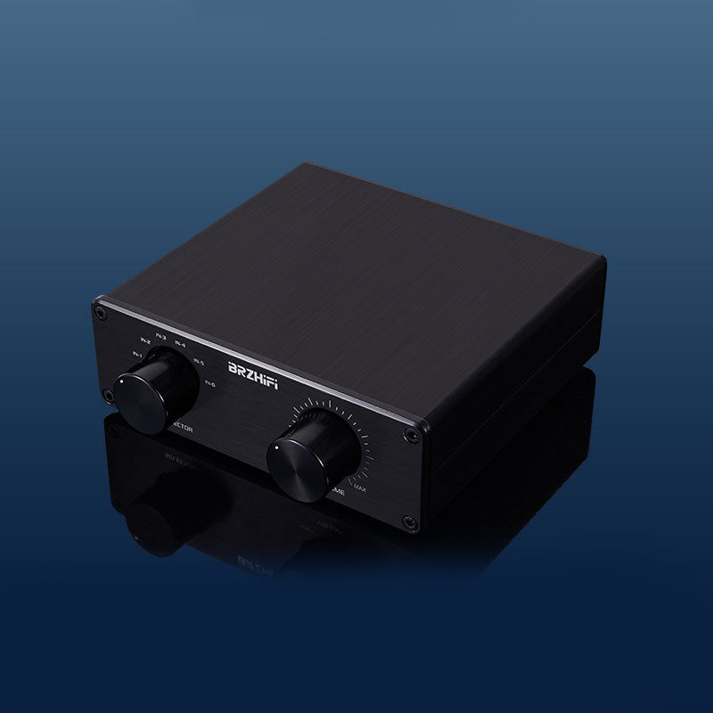 BRZHIFI FV6-VOL 6-Channel Audio Signal Input Switcher HiFi Lossless ALPS Switch Passive Volume Preamplifier Controller